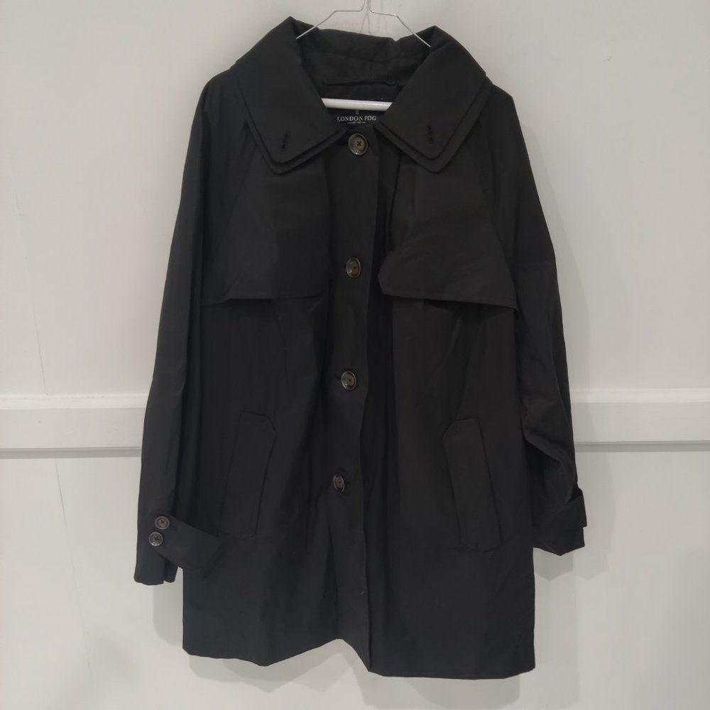 NWoT London Fog Women's Single Breasted Trench Coat Black Size 2X $500 BB404